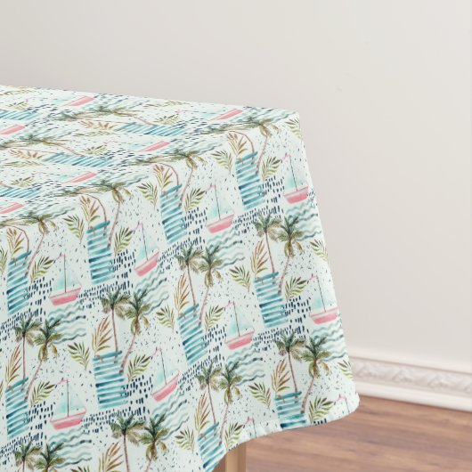 ヤシの木パターンが付いている水彩画のヨット テーブルクロス (インサイチュ)