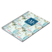 ヤシの木パターンが付いている水彩画のヨット ノートブック (左側)