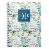 ヤシの木パターンが付いている水彩画のヨット ノートブック (正面)