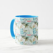 ヤシの木パターンが付いている水彩画のヨット マグカップ (正面左)