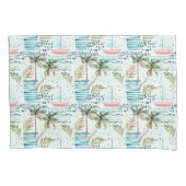 ヤシの木パターンが付いている水彩画のヨット 枕カバー (正面左)
