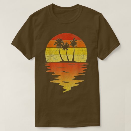 ヤシの木レトロ夕日70sヴィンテージヤシの木 tシャツ (デザイン正面)