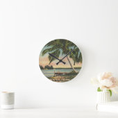 ヤシの木ヴィンテージ ラウンド壁時計 (ホーム)