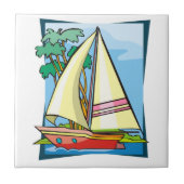 ヤシの木及びヨット タイル (正面)