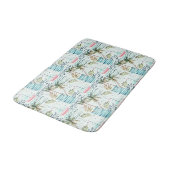 ヤシの木模様の水彩帆船 バスマット (アングル)