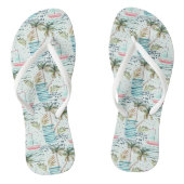 ヤシの木模様の水彩帆船 ビーチサンダル (ソール)