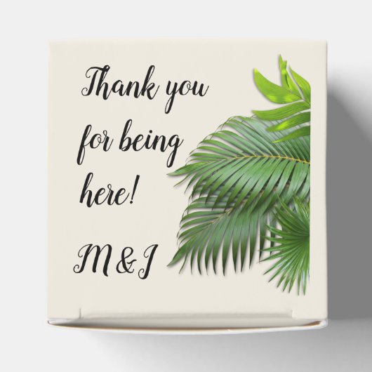 ヤシの木葉のパーソナライズされたお願い箱 フェイバーボックス (上部)