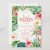 ヤシの木葉の花Summer Sweet 16 招待状 (正面)