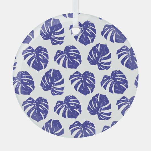 ヤシの木葉の:自然パターン ガラスオーナメント (正面)