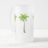 ヤシの木16 ozつや消しガラスのマグカップ フロストグラスビールジョッキ (正面左)