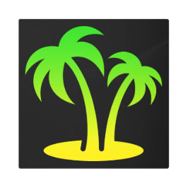 ヤシの木16 x 16メタルアート メタルプリント