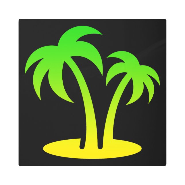 ヤシの木16 x 16メタルアート メタルプリント (正面)