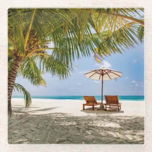 ヤシの木|の不機嫌な空 ガラスコースター (正面)