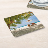 ヤシの木|の不機嫌な空 スクエアペーパーコースター (アングル)