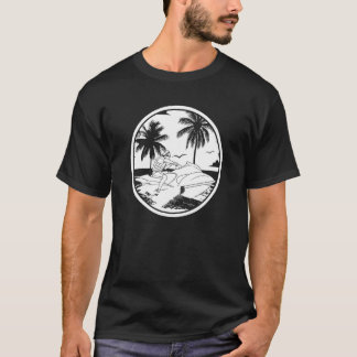ヤシの木 ジェットスキー スキー スキーヤー ウォータージェット Tシャツ