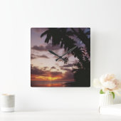 ヤシの木 スクエア壁時計 (ホーム)