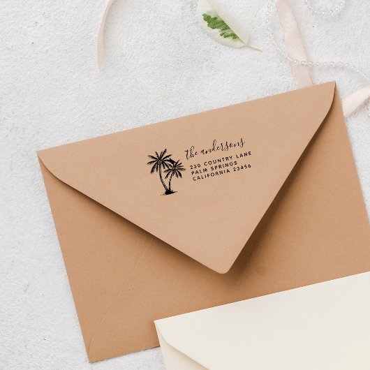 ヤシの木 |スクリプトファミリ名と差出人住所 セルフインキングスタンプ