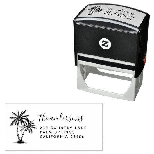 ヤシの木 |スクリプトファミリ名と差出人住所 セルフインキングスタンプ (インサイチュ)