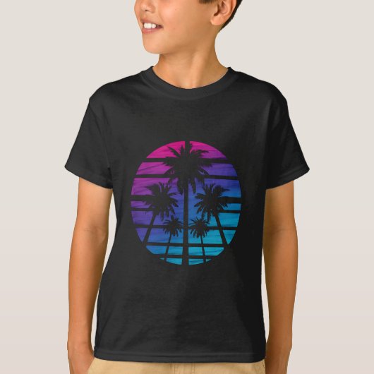 ヤシの木 ハワイアンビーチ 夏のバケーション Tシャツ (正面)