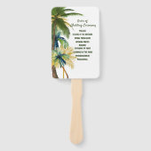 ヤシの木、ビーチ水彩結婚式 プログラムファン ハンドファン (正面)