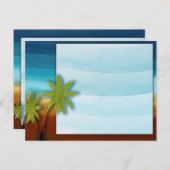 ヤシの木/ビーチ結婚テーマ/イベント ポストカード (正面/裏面)