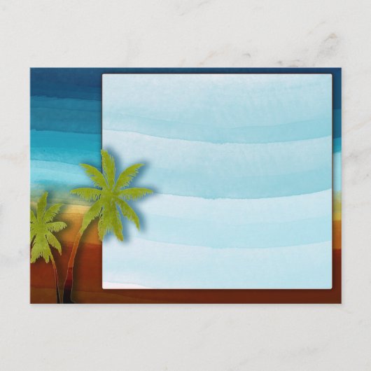 ヤシの木/ビーチ結婚テーマ/イベント ポストカード (正面)