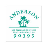 ヤシの木 |ラウンドファミリ名差出人住所 セルフインキングスタンプ (デザイン)