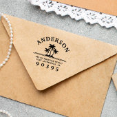 ヤシの木 |ラウンドファミリ名差出人住所 セルフインキングスタンプ