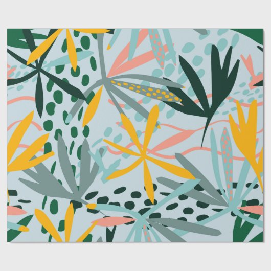 ヤシの木、ラスタを使用した熱帯シ葉ームレステクスチャ ラッピングペーパー (フラット)