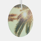 ヤシの木、ヴィンテージ調色の空。 ガラスオーナメント (正面右)