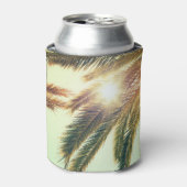 ヤシの木、ヴィンテージ調色の空。 缶クーラー (缶正面)