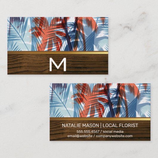 ヤシの木 |木目 名刺 (正面/裏面)