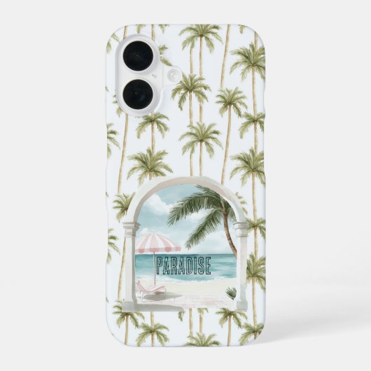 ヤシの木 海のパラダイス iPhone 16ケース (裏面)