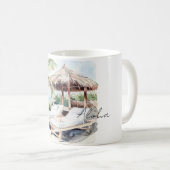 ヤシの木 海辺のビーチ コーヒーマグカップ (正面右)