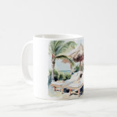 ヤシの木 海辺のビーチ コーヒーマグカップ (正面左)