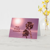 ヤシの木 – 深い悔やみや弔慰 カード (黄色い花)