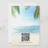 ヤシの木 熱帯の島 ビーチ QRコード ウェディング 招待状 (裏面)
