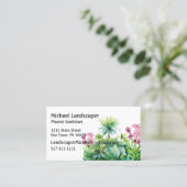 ヤシの木、緑、赤葉い自然 名刺 (スタンド正面)