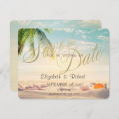 ヤシの木　貝殻　ビーチウェディング　 保存日付 セーブザデート (正面/裏面)