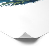 ヤシの絵画木が植えられたビーチの水色 ポスター (角)