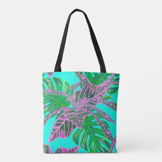 ヤシの葉とコレウスの熱帯のアイストート トートバッグ (裏面)