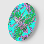 ヤシの葉とコレウスの熱帯氷 ラージ壁時計 (傾斜)