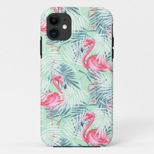 ヤシの葉とフラミンゴ Case-Mate iPhoneケース (裏面)