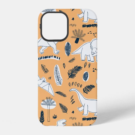ヤシの葉のパターンの面白い恐竜 iPhoneケース (裏面)