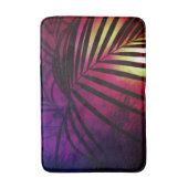 ヤシの葉の夕日の熱帯の紫色の黄色の黒のビーク バスマット (正面縦)