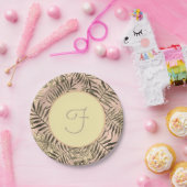 ヤシの葉の熱帯桃と金ゴールド ペーパープレート (パーティー)