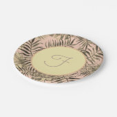 ヤシの葉の熱帯桃と金ゴールド ペーパープレート (アングル)