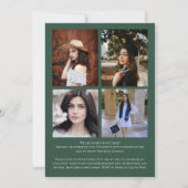 ヤシの葉の緑の植物の卒業発表 招待状 (裏面)