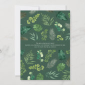 ヤシの葉の緑の植物の卒業発表 招待状 (裏面)