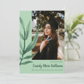 ヤシの葉の緑の植物卒業発表 招待状 (スタンド正面)